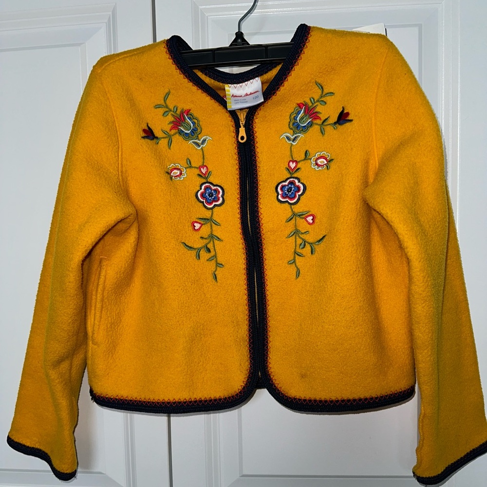 Hanna Andersson Yellow Embroidered Kids Jacket